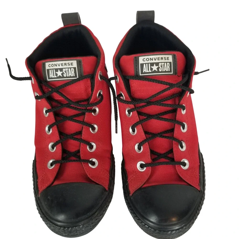 Converse Chuck‎ Taylor All Star Street Mid Top Red Black Canvas Junior Size 5